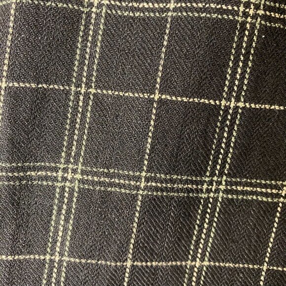 Vintage 80s Laura Scott 12 Linen Blend Plaid Blazer Tan Black USA Made Preppy - Picture 7 of 9